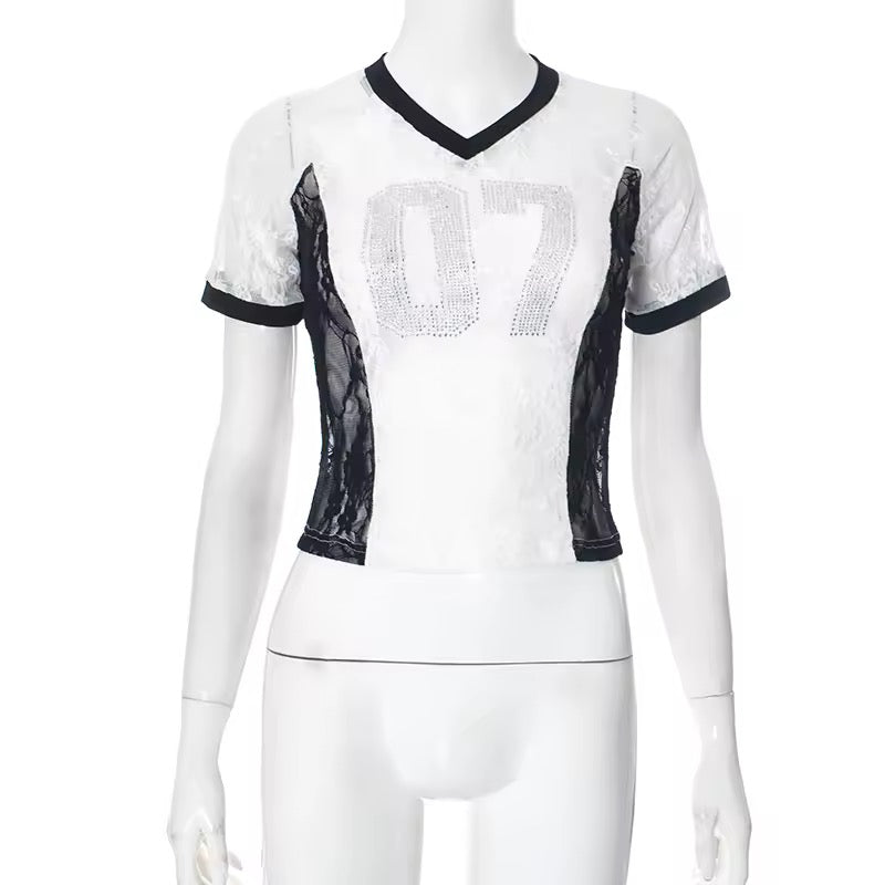 Rhinestone V-Neck Tee