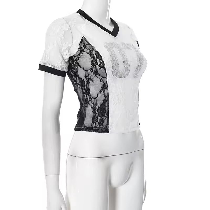 Rhinestone V-Neck Tee